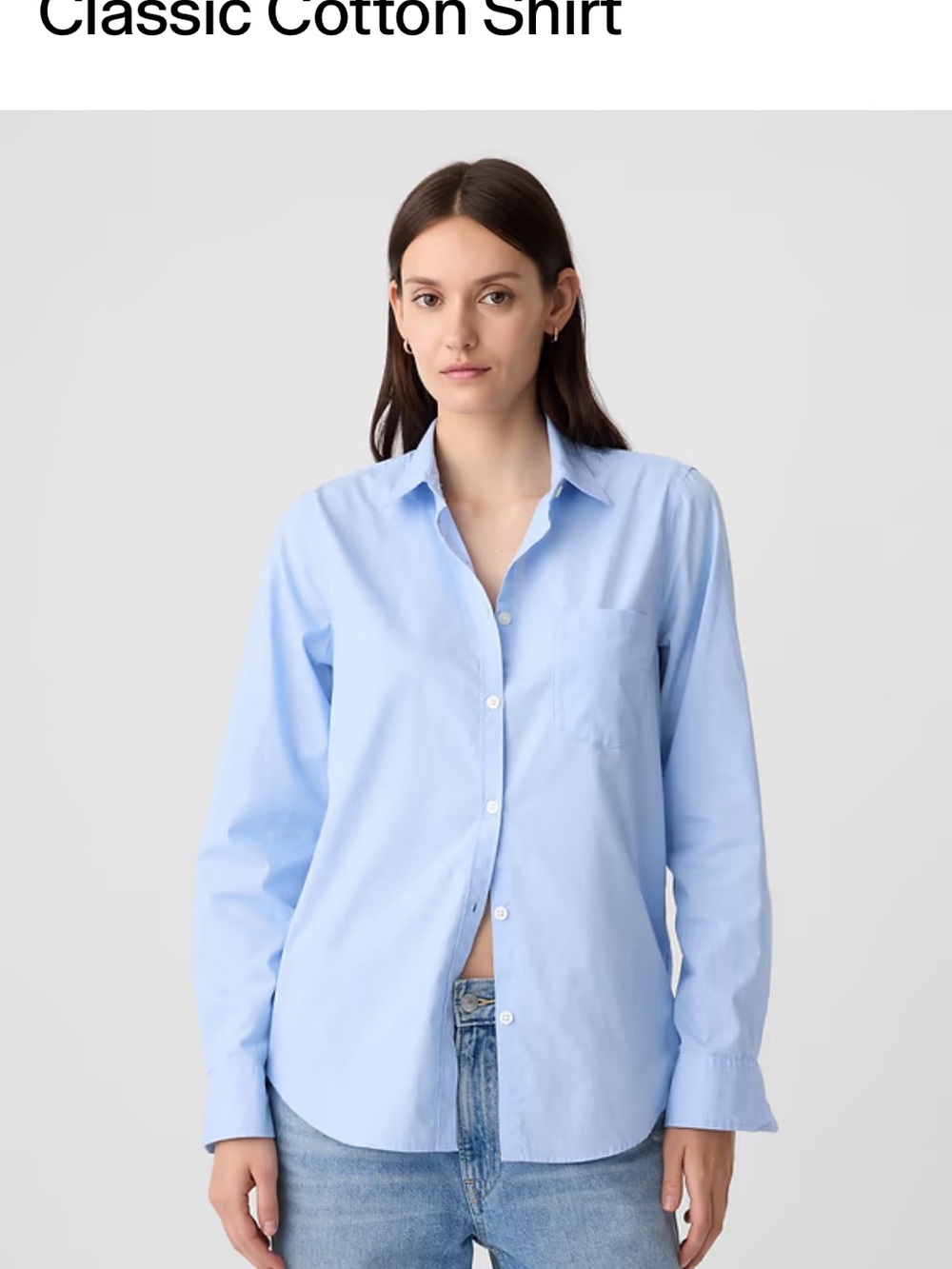 NWT GAP Women’s Classic Light Blue Cotton Button-Up Shirt SIZE MEDIUM